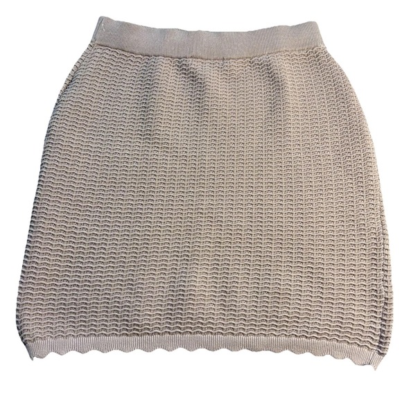 Rachel Zoe Dresses & Skirts - NWT‎ Rachel Zoe Women XL Taupe Scalloped Knit Crochet Mini Skirt Boho Chic
